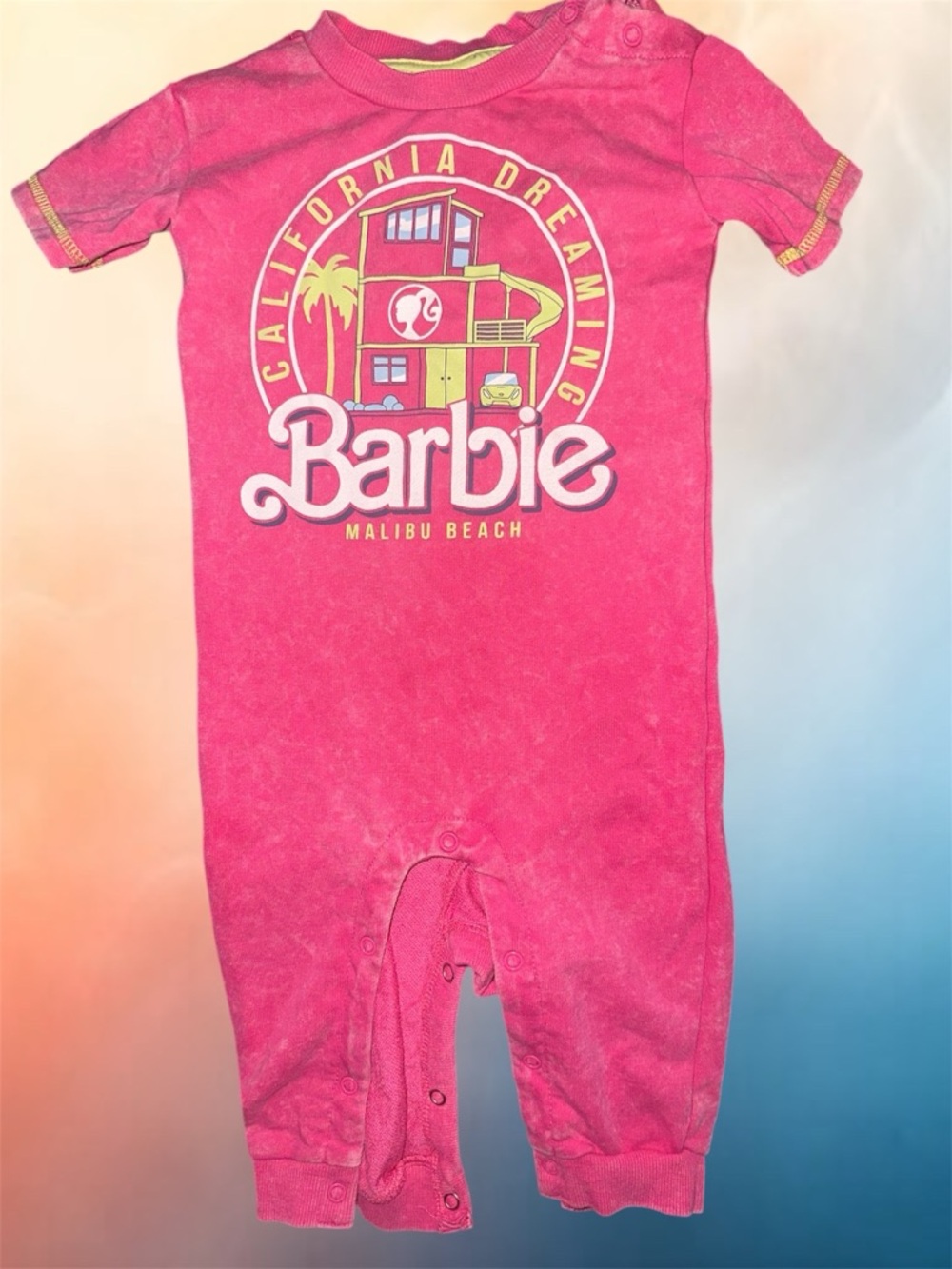 Barbie Pink Malibu Beach Graphic One-Piece Footie
